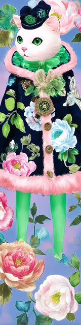 Cat bookmarks featuring a cat wearing a fancy robe